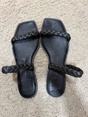 Dolce Vita Black Braided Strap Women's Slide Sandals